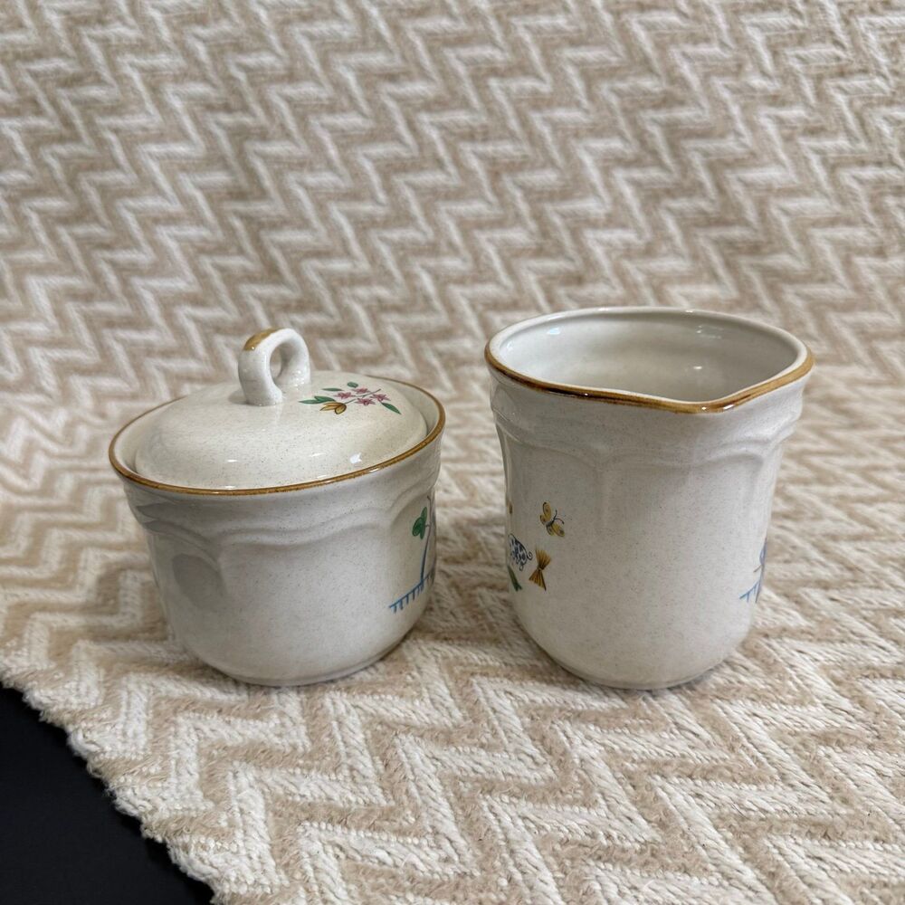 Vintage International China Stoneware HEARTLAND Creamer & Sugar Bowl - Picture 4 of 10